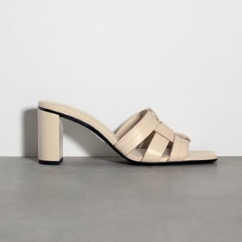 Zara Block Heel Leather Sandals (Size 8)